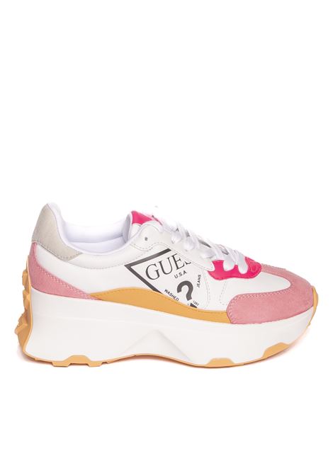 sneaker runner calebb bianco/rosa GUESS | FLPCB7 ELE12CALEBB7-WHI/PINK